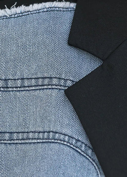 Black Patchwork Button Pockets Fall Sleeveless Waistcoat