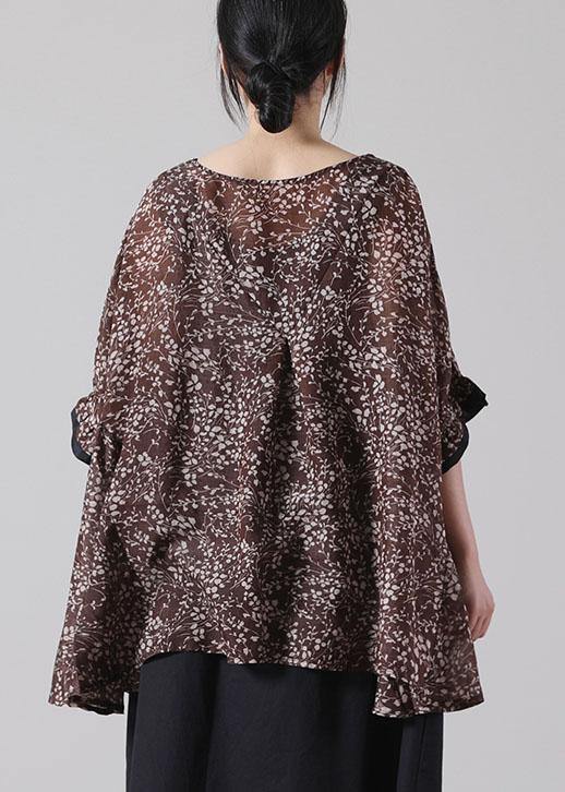 Diy Chocolate Print O-neck Loose Cotton Short Sleeve Summer Top