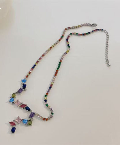 Stylish Rainbow Copper Alloy Zircon Pendant Necklace
