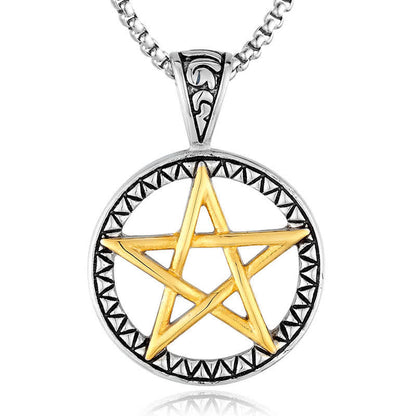 Pentagram Titanium Steel Balance Necklace for Spiritual Calming