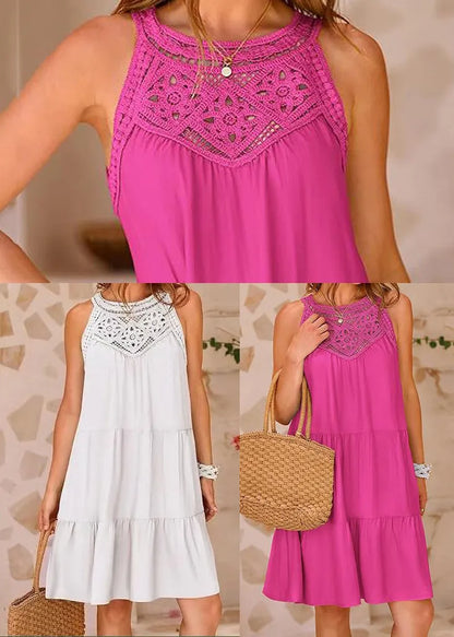 Style White Cold Shoulder Cotton Mini Dresses Summer