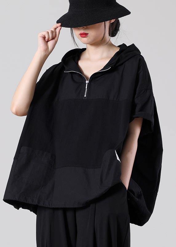 Fine Light Grey Zippered Patchwork Cotton T Shirt Summer