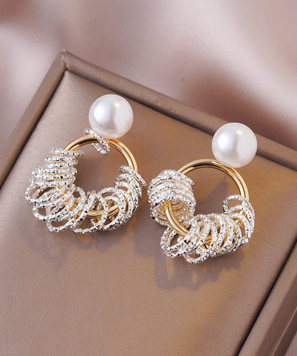 Stylish Gold Copper Alloy Zircon Chain Stud Earrings