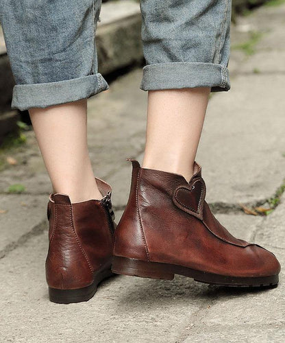 Chocolate Boots Cowhide Leather Ankle Boots