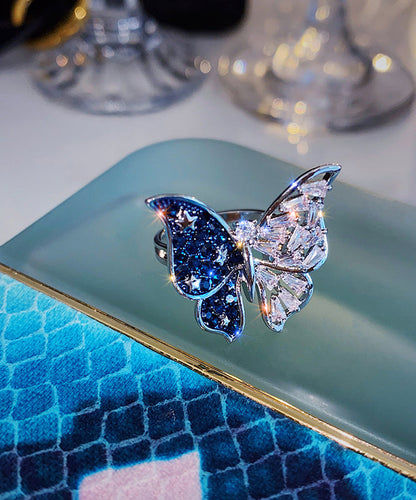 Blue Alloy Butterfly Zircon Rings