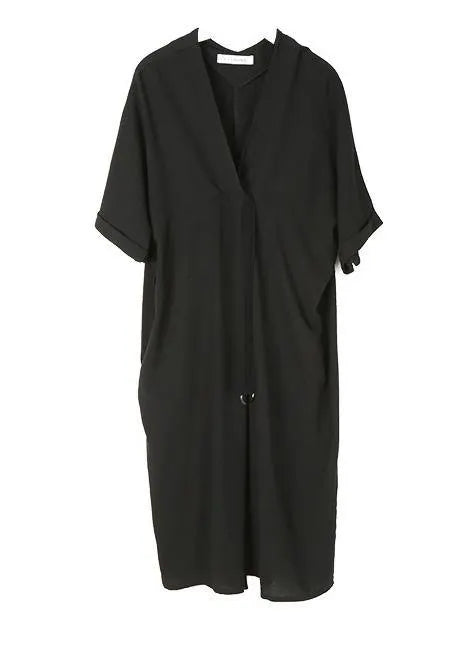 Grey Half Sleeve Long Summer Chiffon Dress