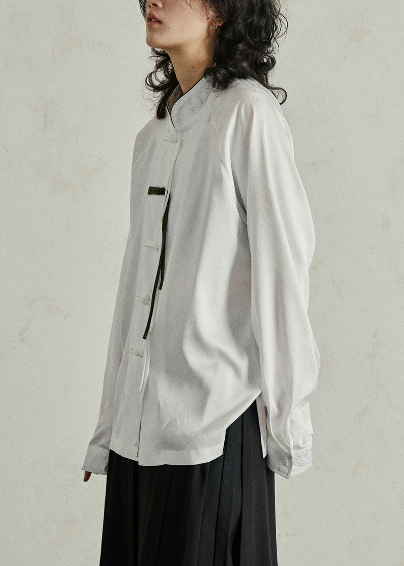 Chinese Style White Patchwork Shirts Fall