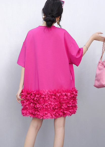 Rose Petal Patchwork Cotton Mini Dress Summer