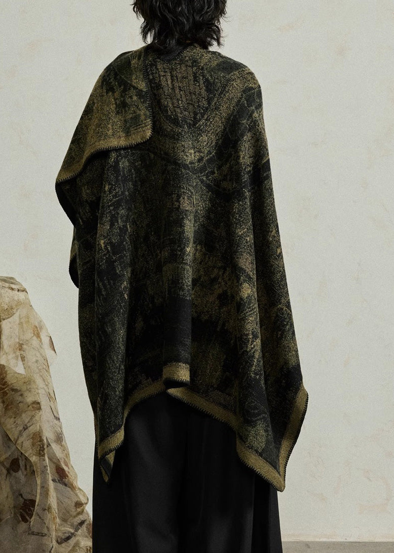 Ginger Print Knit Shawl Batwing Sleeve