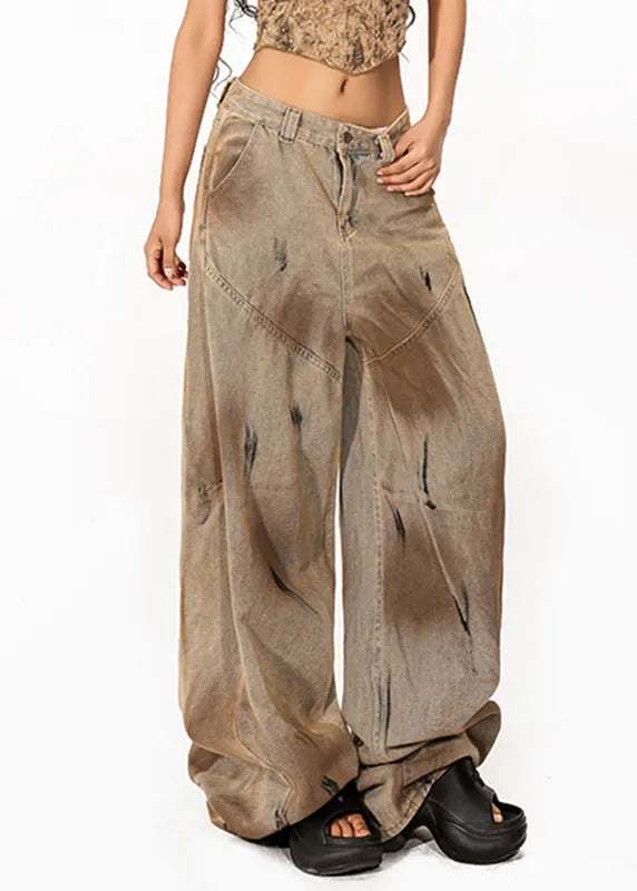 Patchwork Tie Dye Wide Leg Jeans Summer
