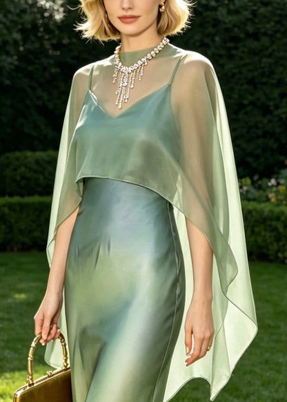 Green Tie Dye Draping Chiffon Oriental Dress 2 Piece Outfit Summer