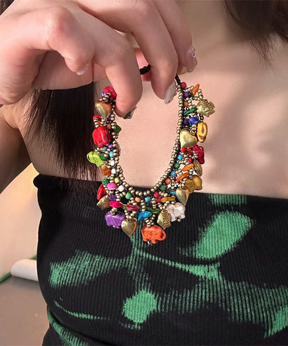 Rainbow Woven Beading Tassel Charm Bracelet