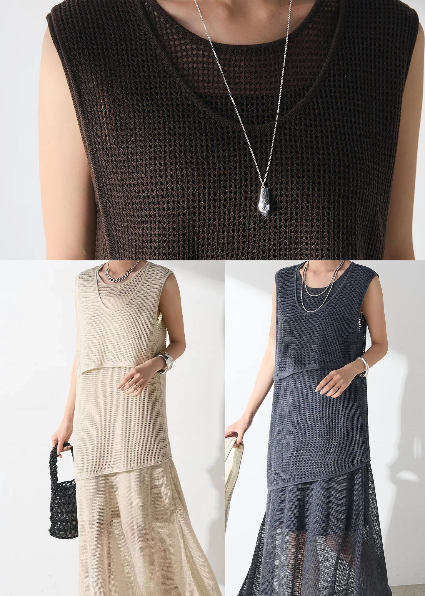 Chocolate Asymmetrical Tulle Two Piece Set Clothing Summer