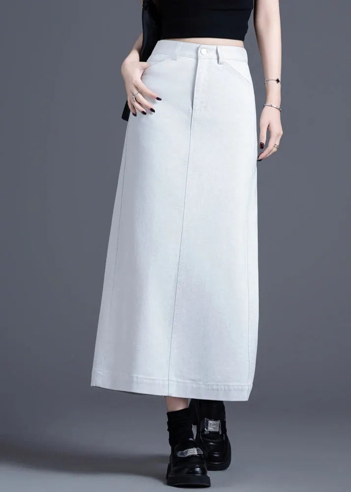 White Side Open Denim a Line Skirt Spring