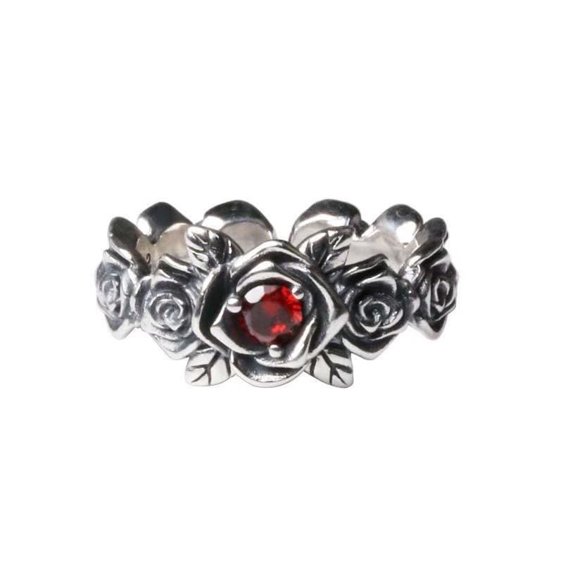 Red Crystal Rose Band Ring