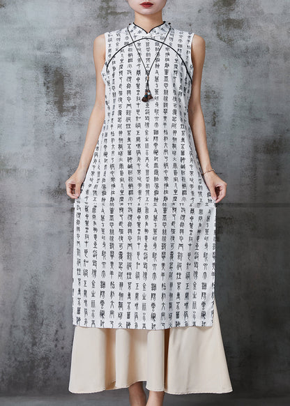 White Print Cotton Oriental Two Piece Set Clothing Summer