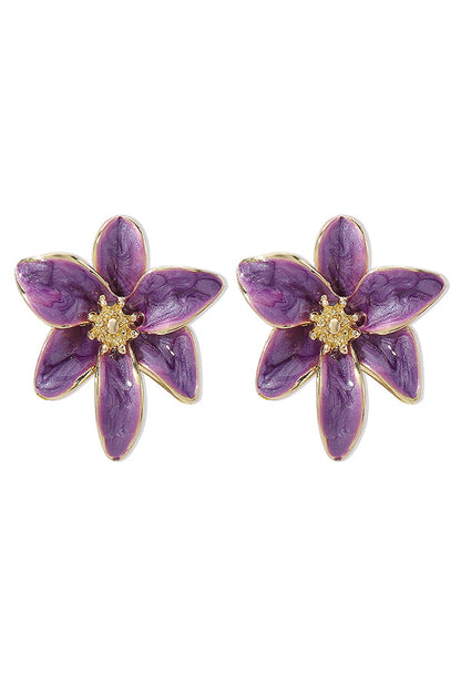 Colorful Enamel Flower Stud Earrings