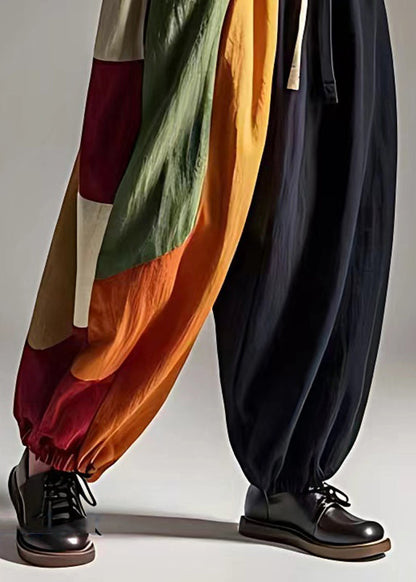 Black Tie Waist Pockets Wide Leg Pants