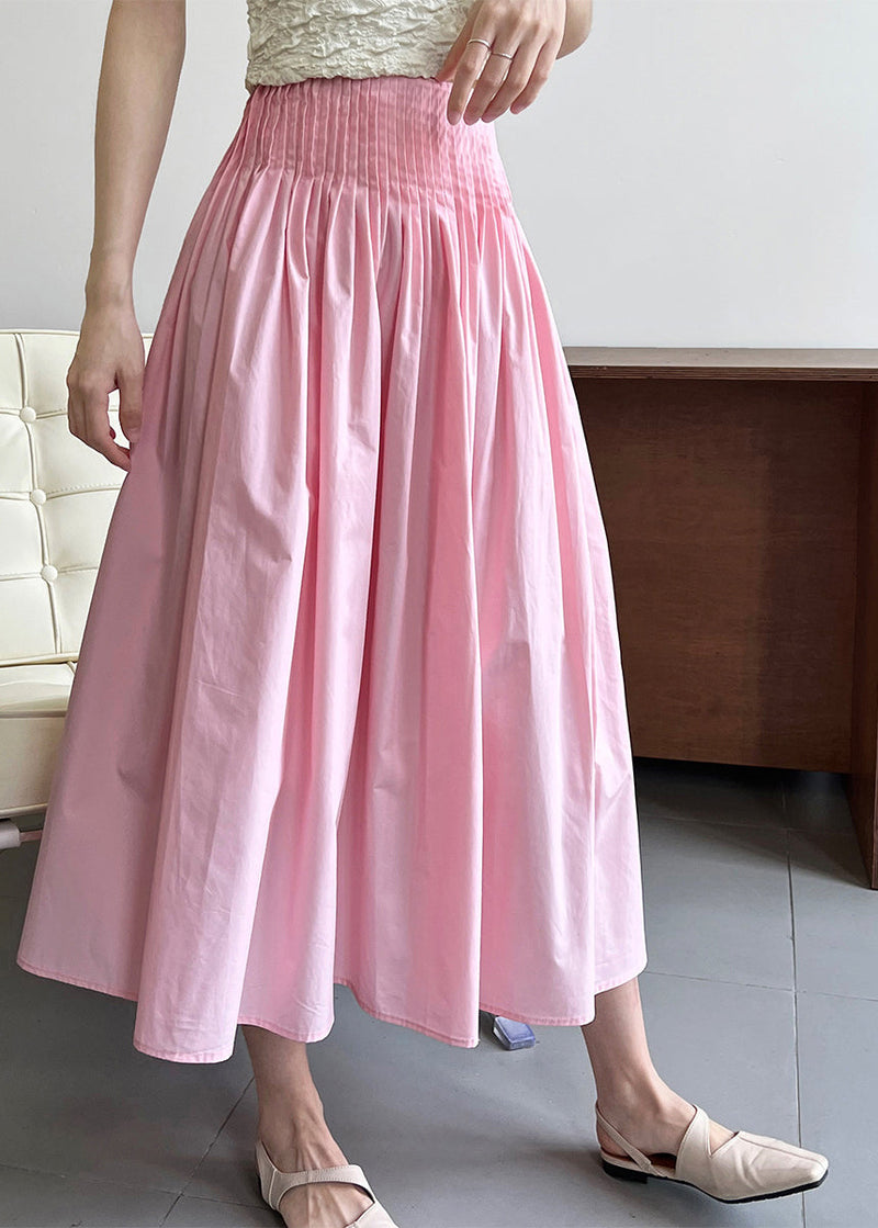 Organic Pink Wrinkled Exra Large Hem Cotton a Line Skirt Spring