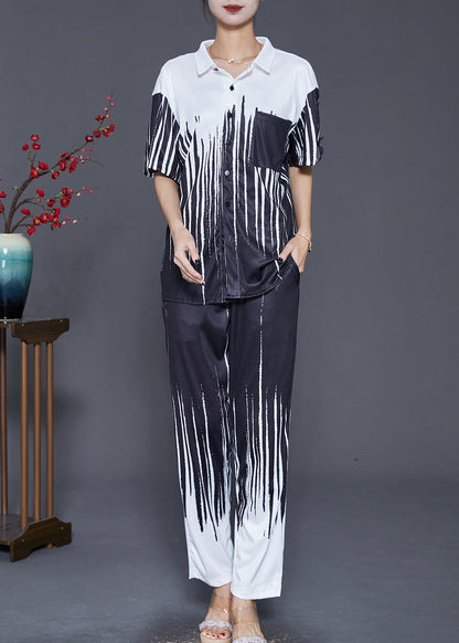 Gradient Color Oversized Ice Silk Two Pieces Set Fall