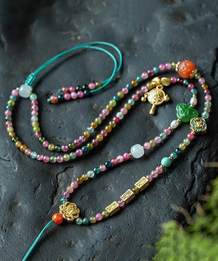 Rainbow Beading Sweater Tassel Gratuated Bead Necklace