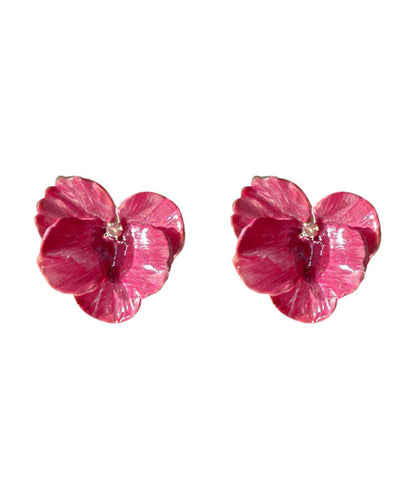 Pink Metal Zircon Stud Earrings