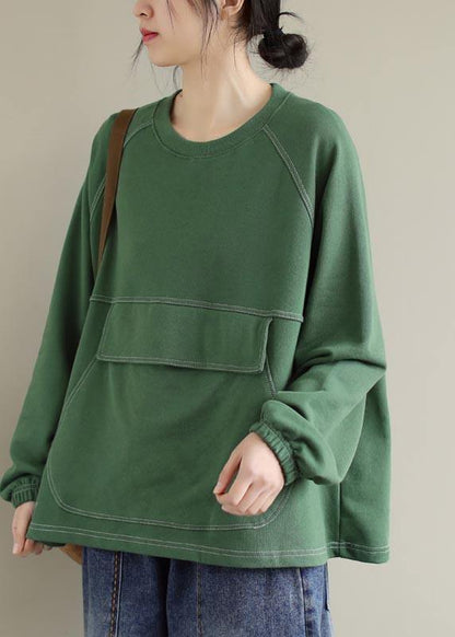 O Neck Patchwork Spring Clothes Inspiration Green Shirts