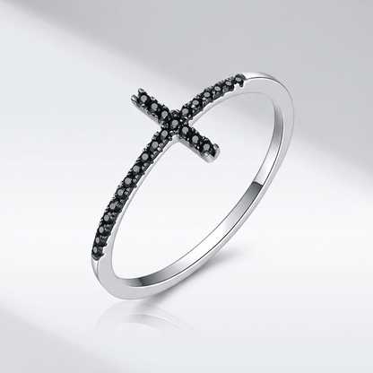 Silver Cross Sparkle Ring