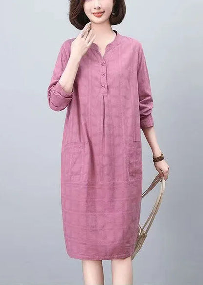 Purple Jacquard Cotton Day Dresses Spring