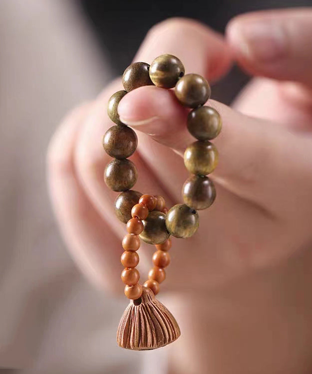 Colorblock Olivary Nucleus Beading Tassel Bracelet