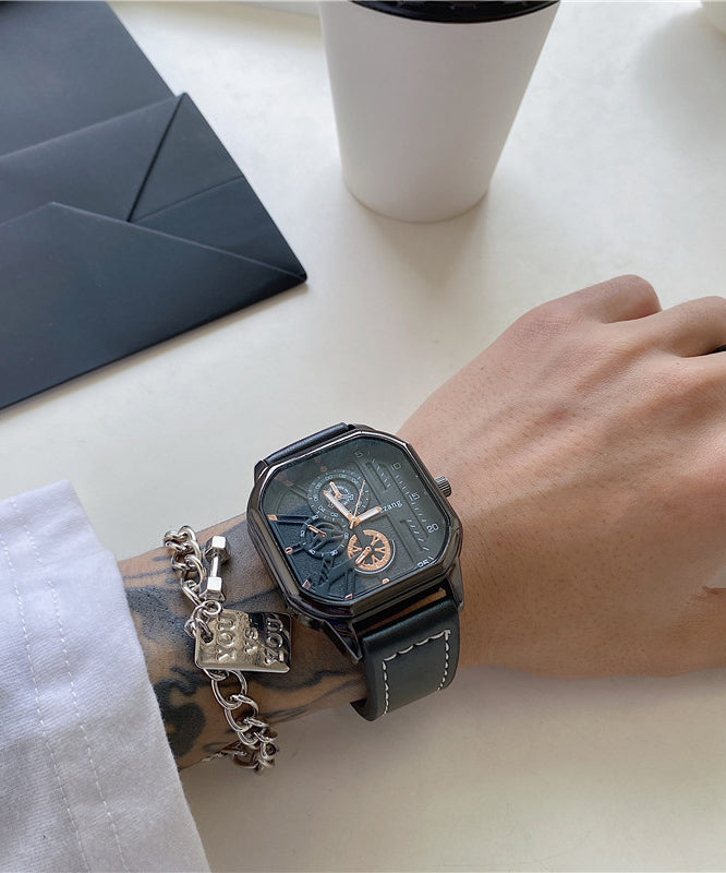 Black Pu Alloy Quartz Movement Watch