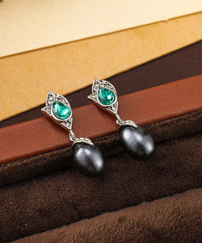 Style Silk Copper Silvering Pearl Glass Tassel Drop Earrings