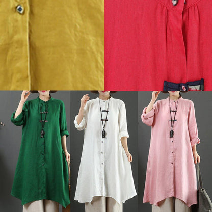 Art Yellow Blouses for Stand Collar Asymmetric Spring Top