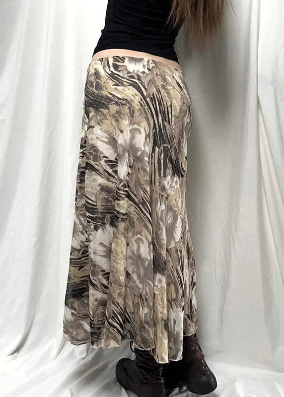Print High Waist Cotton Skirt Summer