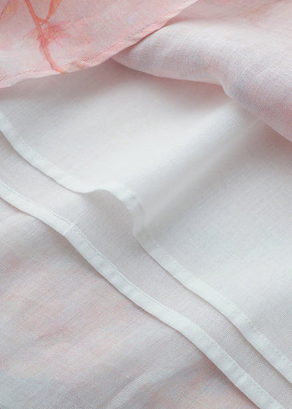 Pink V Neck Print Linen Shirt Top Half Sleeve