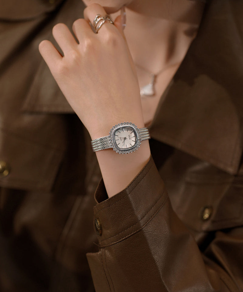 Silk Stainless Steel Tempered Glass Ear of Wheat Watches
