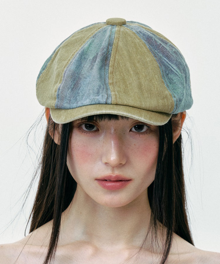 Colorblock Korean Version Denim Breton Hat