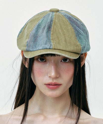 Colorblock Korean Version Denim Breton Hat