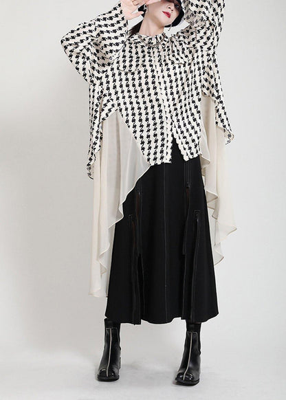 Unique White Print Patchwork Asymmetrical Design Trench Summer