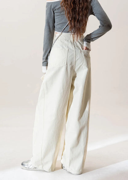 Apricot Pockets Wrinkled Denim Pants Fall