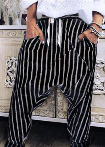 Striped Elastic Waist Trouser Pants