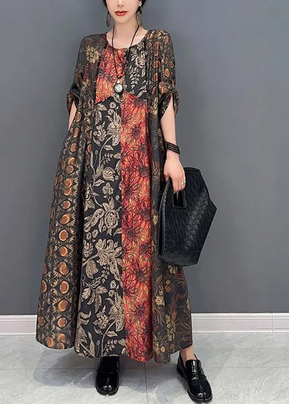 Colorblock Oversized Patchwork Print Long Dress Summer