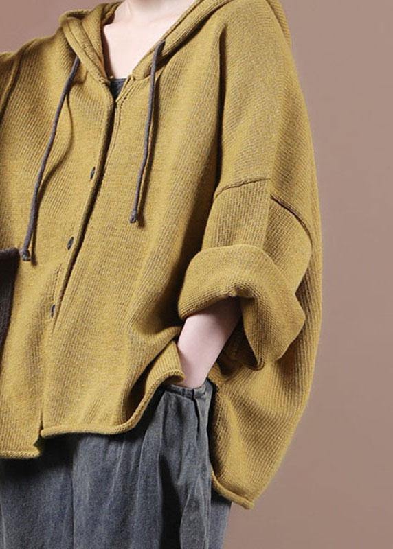 Loose Yellow Button Sweater Coat Fall