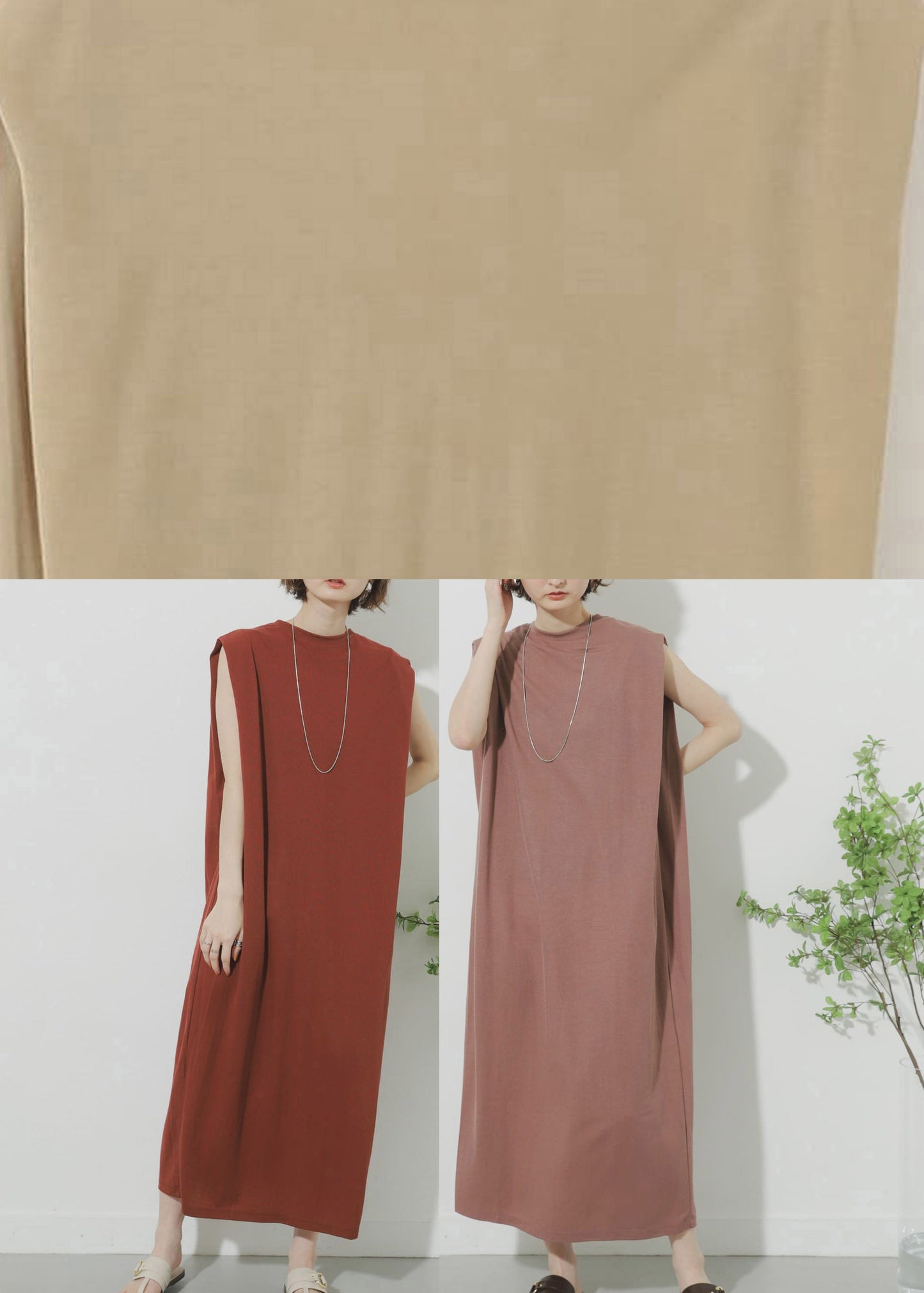 Khaki O-neck Maxi Dress Summer