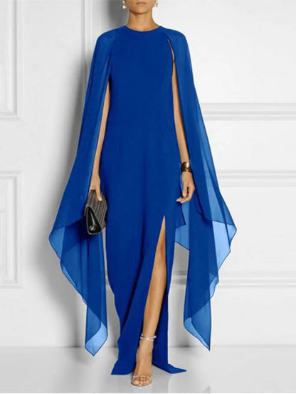 Thigh Split Hem Cloak Sleeve Maxi Dress Summer