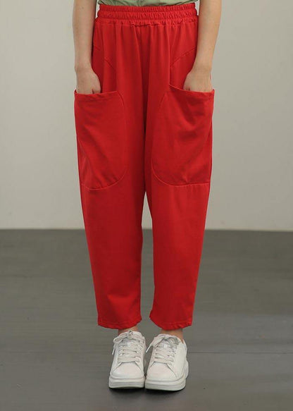 Red Crop Harem Pants Summer