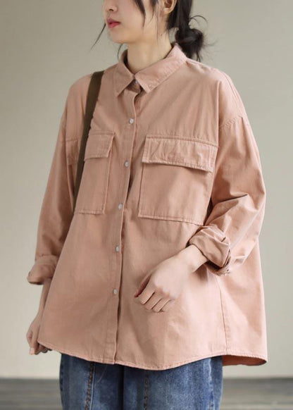 Lapel Pockets Spring Top Silhouette Wardrobes Pink Shirts