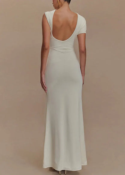 Slim Fit Rose Backless Original Design Cotton Maxi Dresses Summer