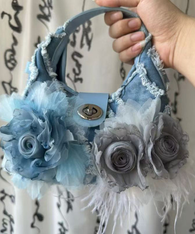 Blue Tassel Denim Tote Handbag