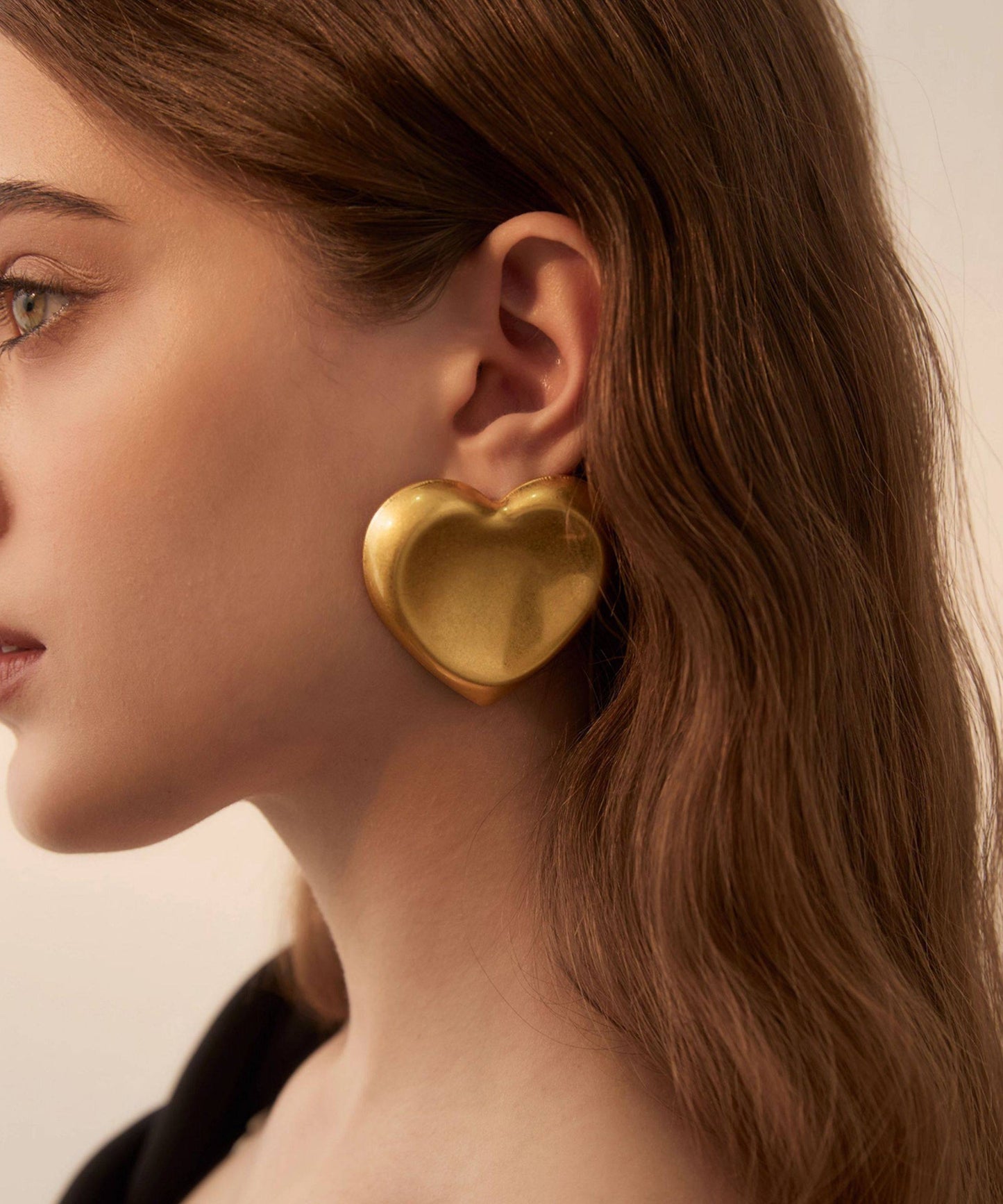Gold Love Oversize Alloy Stud Earrings